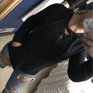 Hollister cozy lace up hooded sweater